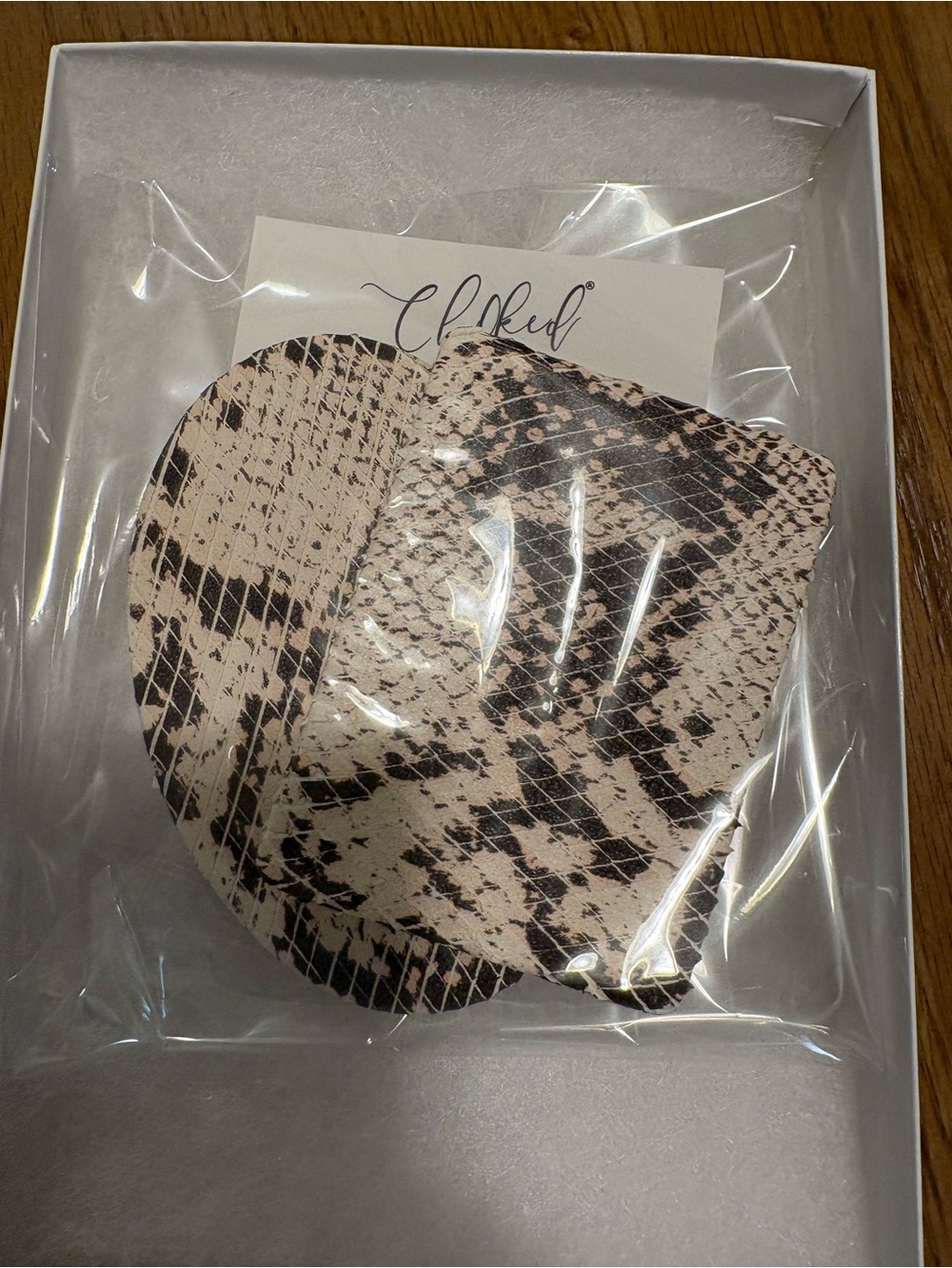 Ch0ked Nude & Black Snakeskin pierced earrings